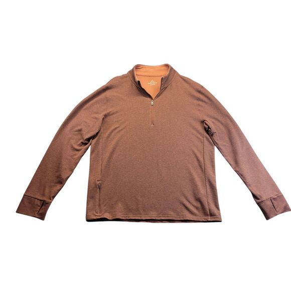 Prana Sweater Mens Large Maroon Quarter Zip Mock Neck Pull Over With Thumb Holes - Picture 1 of 11